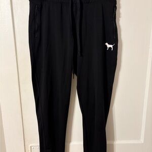 Victoria’s Secret PINK Ultimate Black Joggers W (2) zipper pockets Sz L